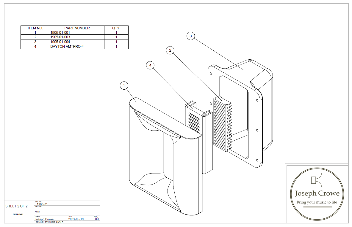 ES Waveguide No.1905-02 (With Fins) for Dayton Audio AMTPro4