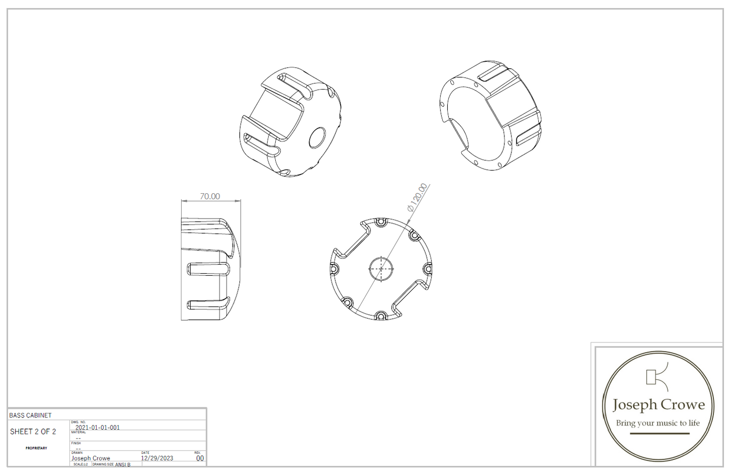 3D CAD Model for Rear Cover No.2021 for Faital HF1460 Compression Driver