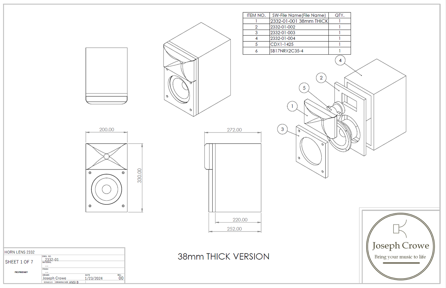 Horn Lens No.2332 for 1" Compression Driver
