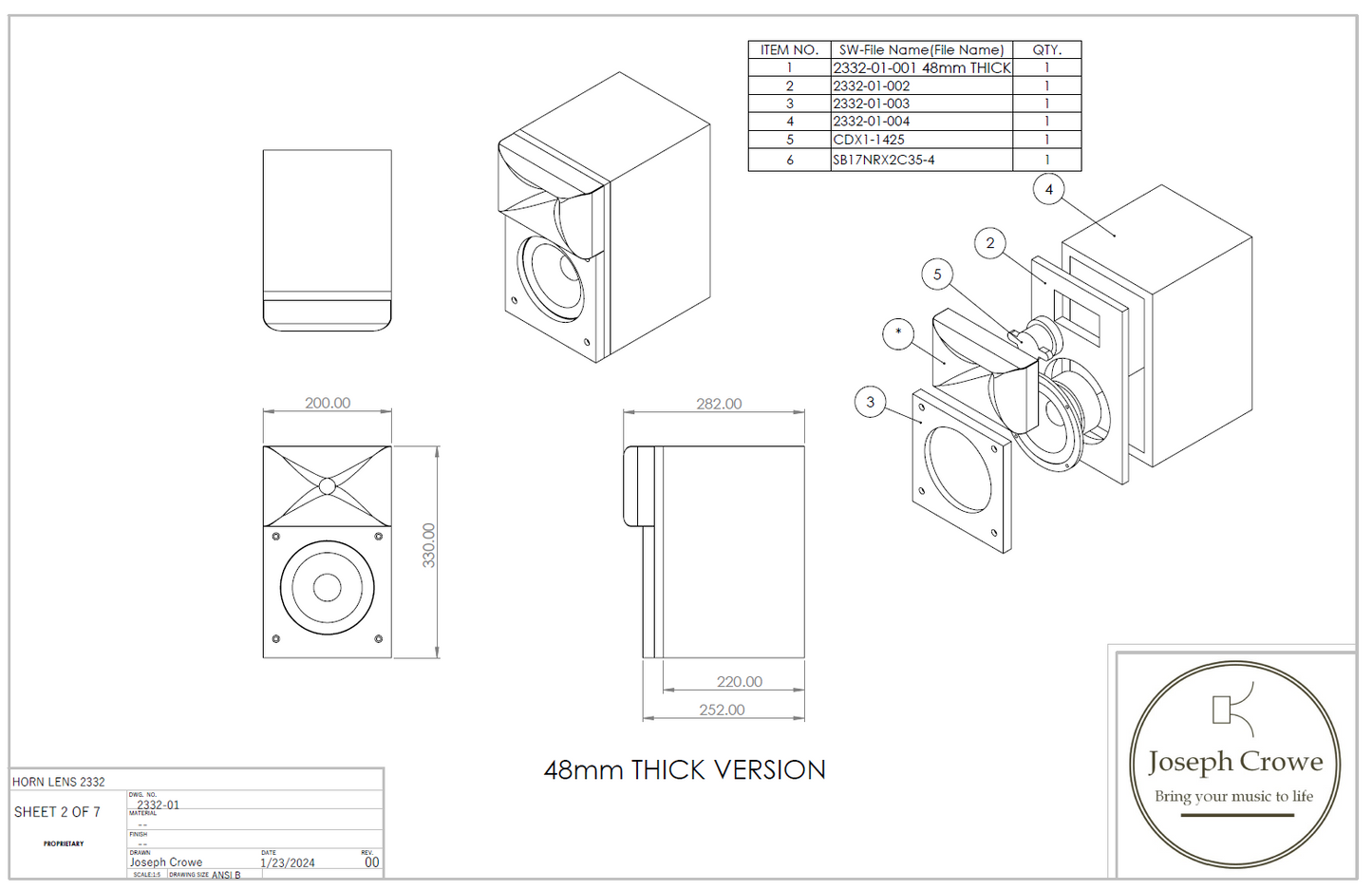 Horn Lens No.2332 for 1" Compression Driver