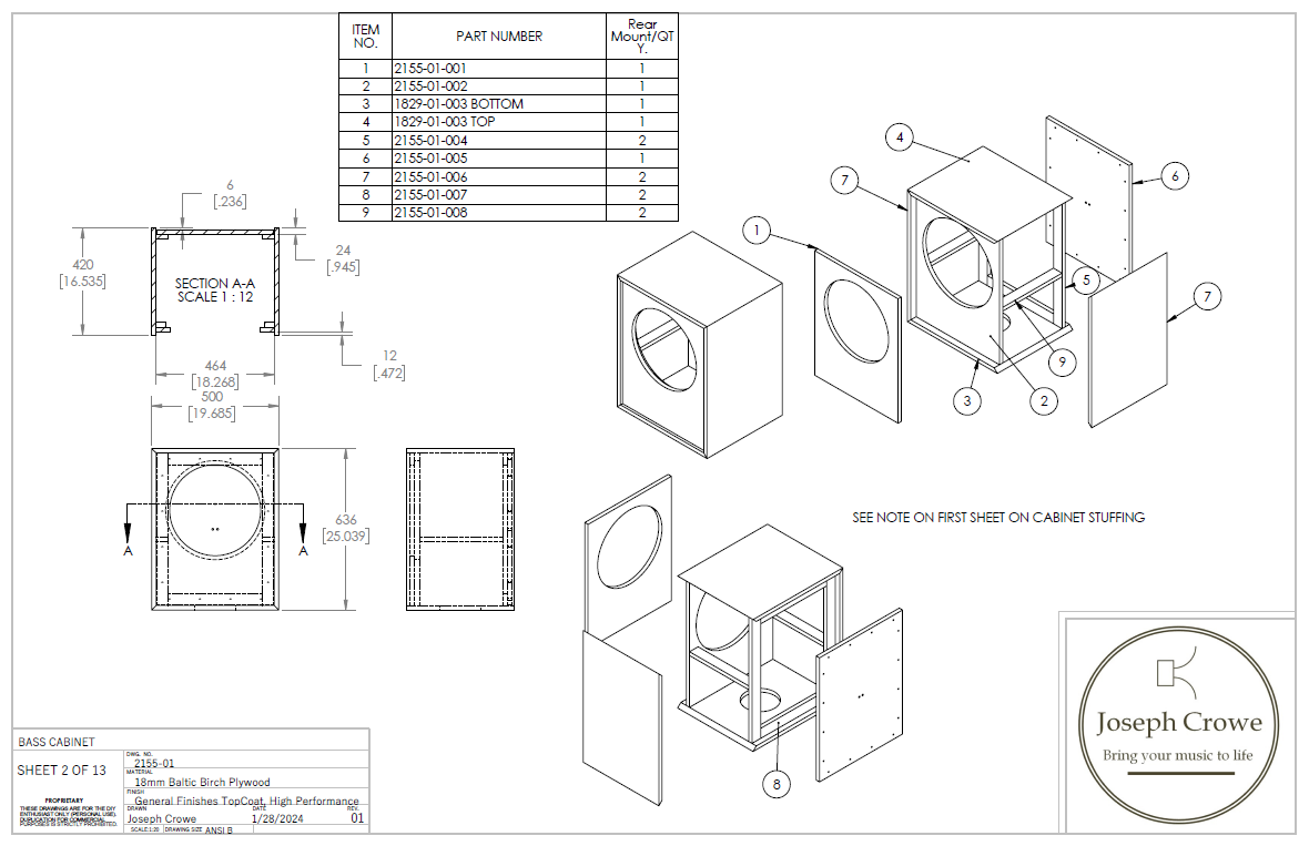 Speaker Plan No.2155 --- 15" 2-way