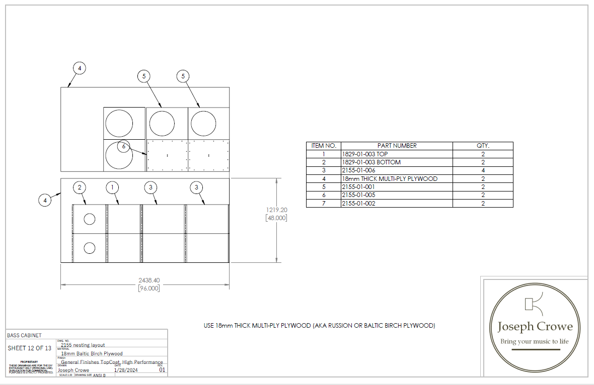 Speaker Plan No.2155 --- 15" 2-way