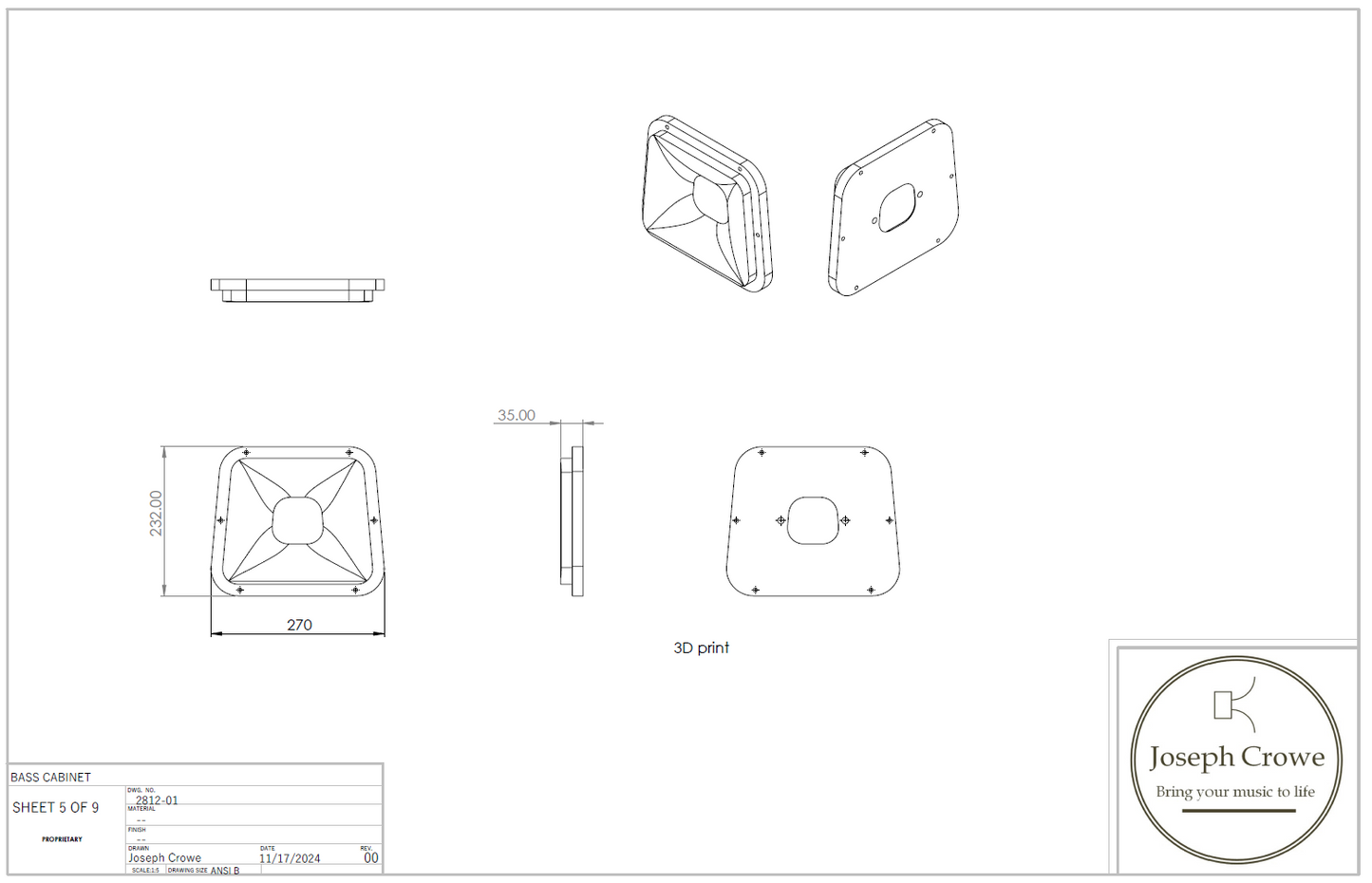 Open Baffle Speaker No.2812 DIY Plan Set (Based on 1695)
