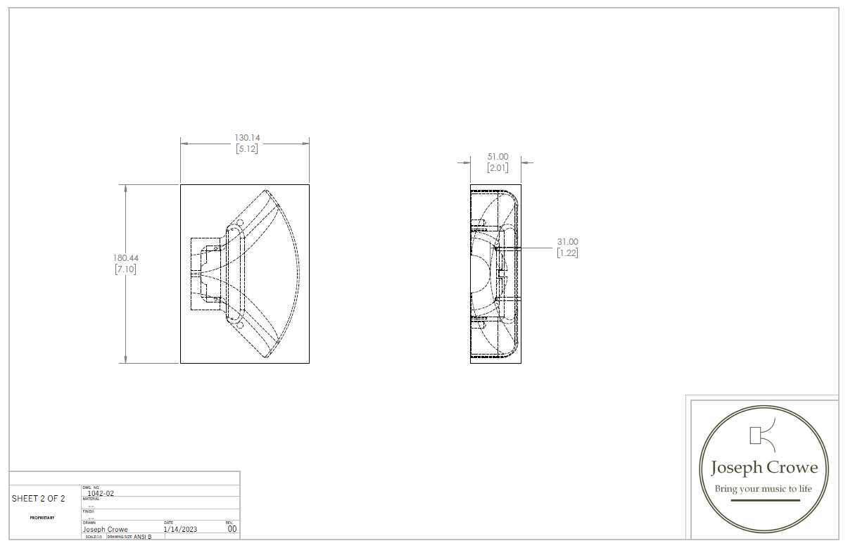 3D-CAD File for E-800 Biradial Wood Horn for Altec 604-8G Coaxial Driver