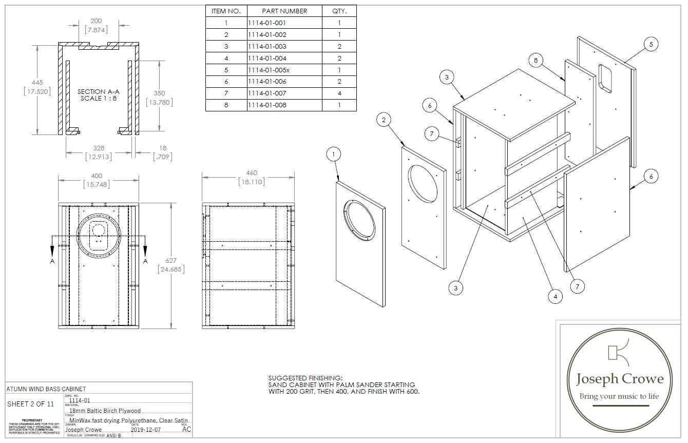 Bass Cabinet Speaker Plans SEAS FA22RCZ