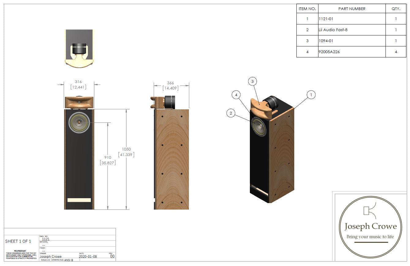Cabinet Plans for Lii Audio Fast-8 Fullrange Driver