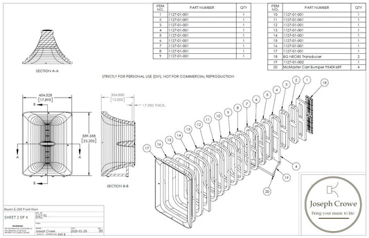 E-250 Front Horn 3D CAD Files + Drawings