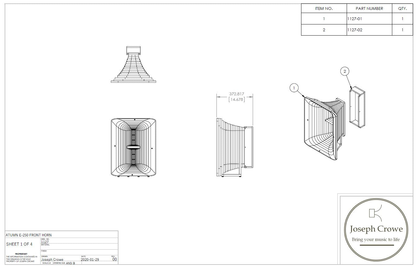 E-250 Front Horn 3D CAD Files + Drawings
