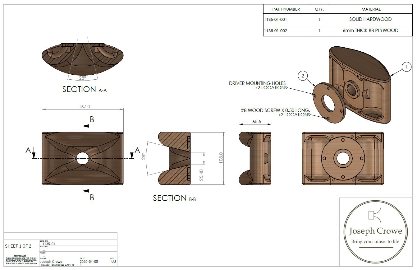 ES-2000 Biradial Wood Horn 3D CAD Model