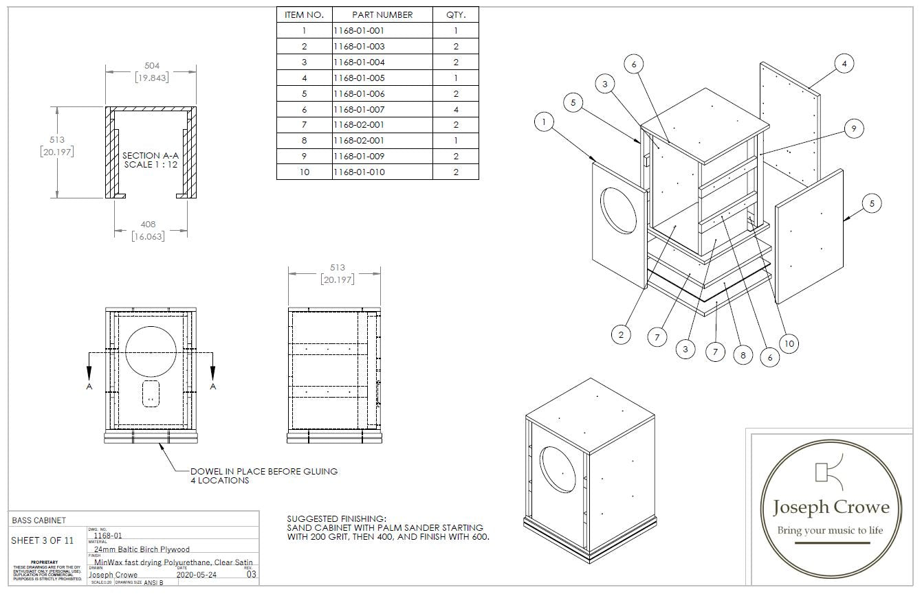 Bass Cabinet Plans No.1168