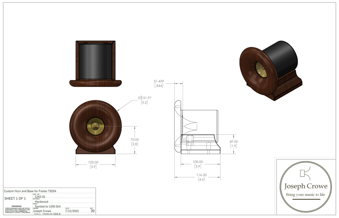 3D CAD File for Horn No.1242 ES Horn for Fostex T925A