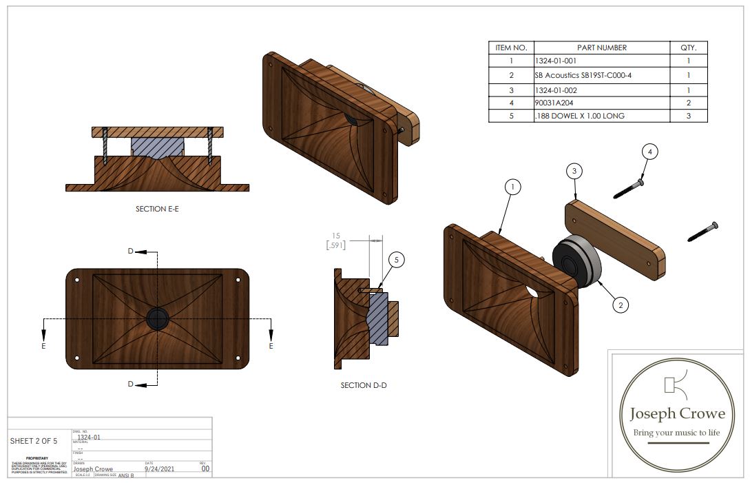 1324 Dome Tweeter Waveguide --- 3D CAD File -- SB Acoustics SB19ST-C000-4