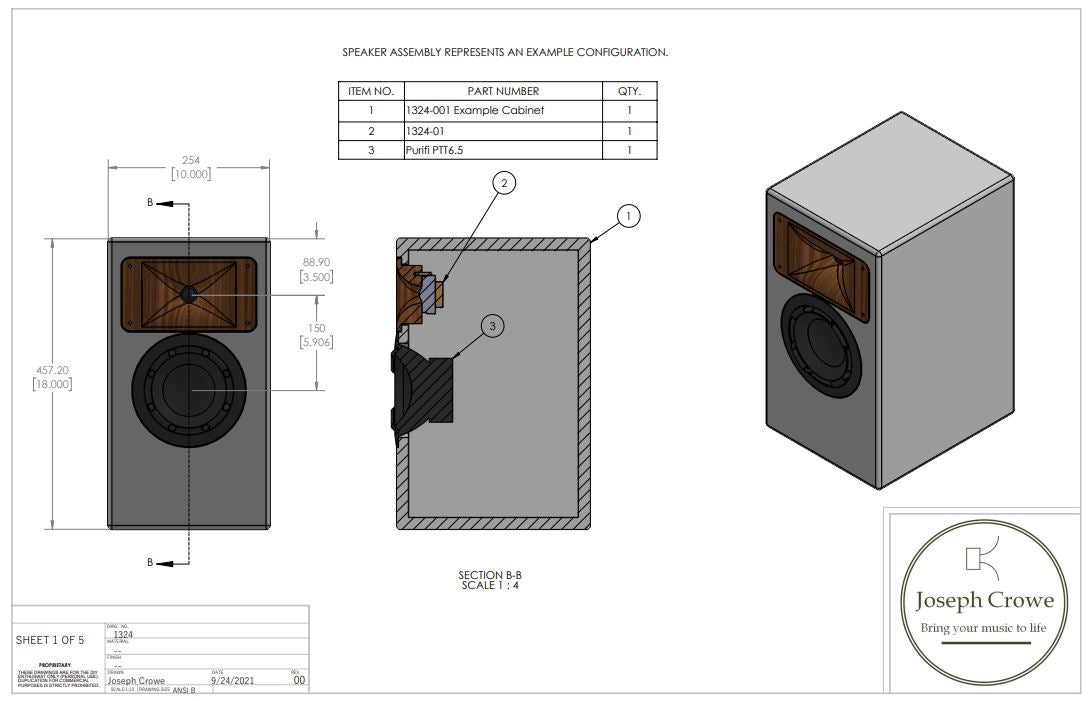 1324 Dome Tweeter Waveguide --- 3D CAD File -- SB Acoustics SB19ST-C000-4