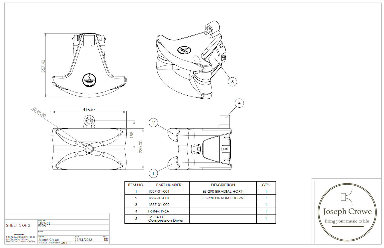 Horn No.1887 ES-600 Biradial for TAD TD-4001