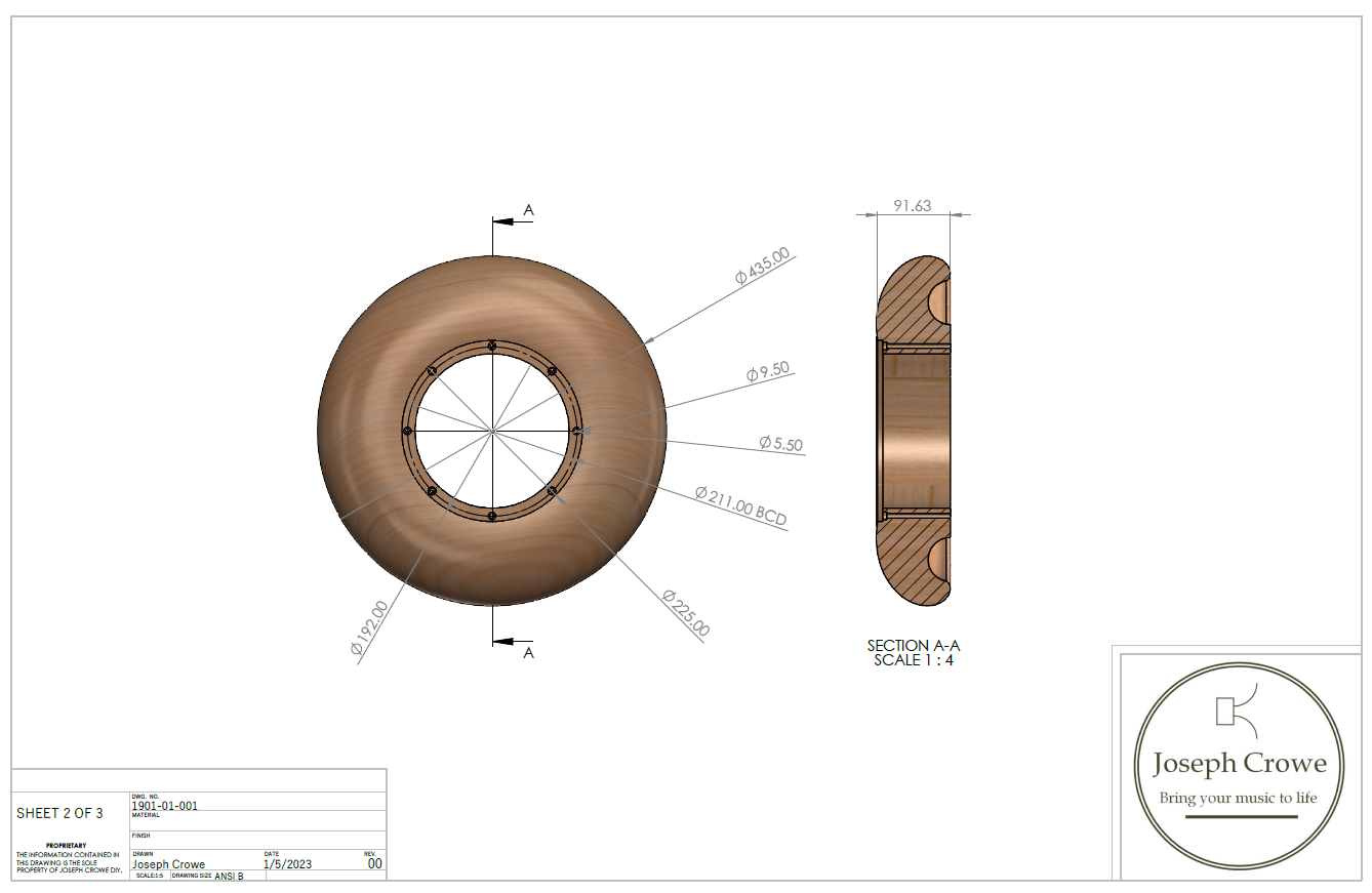 Circular Baffle No.1901 for Tang Band W8-1772 Fullrange Driver