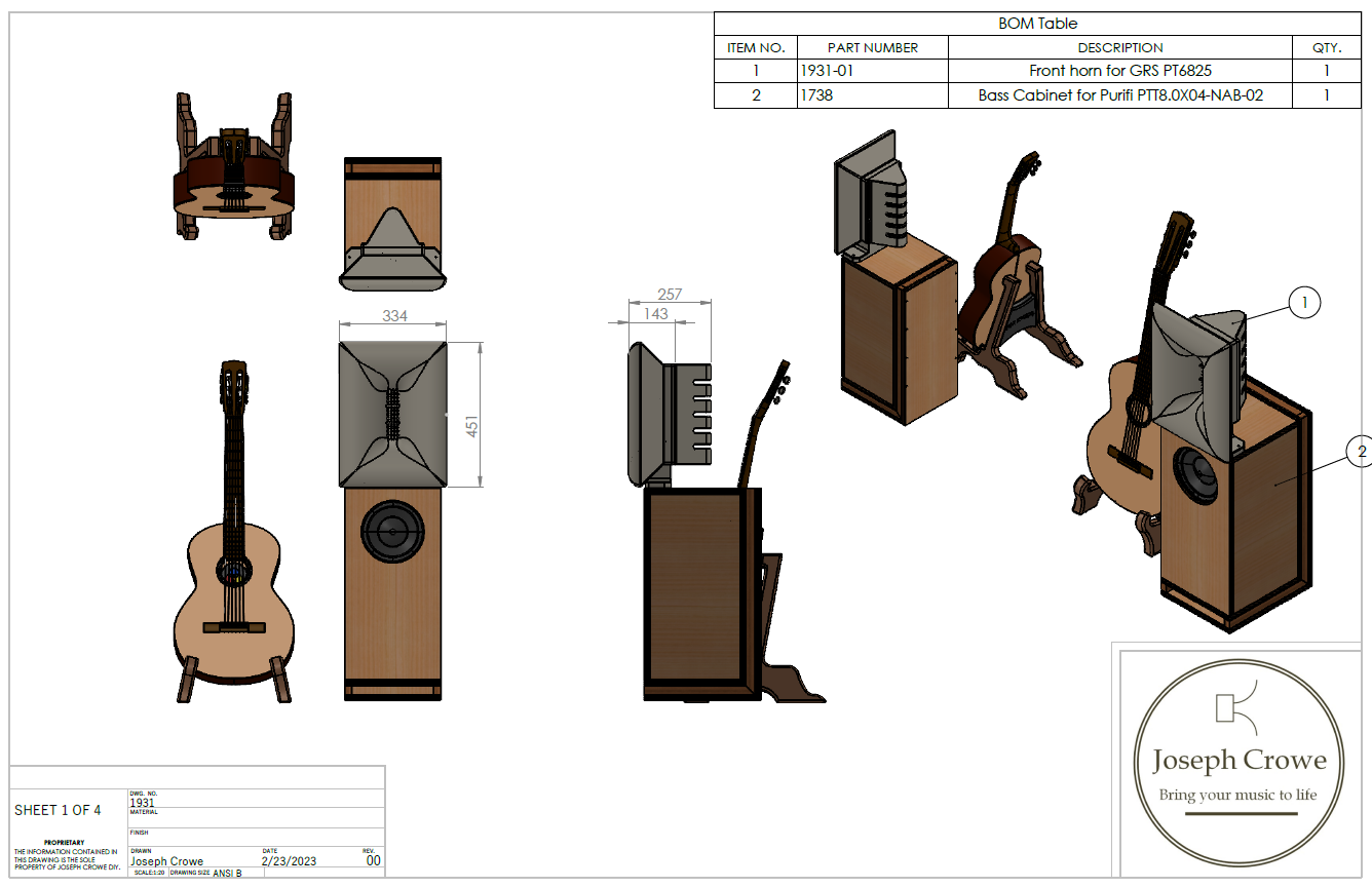 3D Printed Pair of No.1931 -- ES Front Horn for GRS PT6825 Planar Tweeter