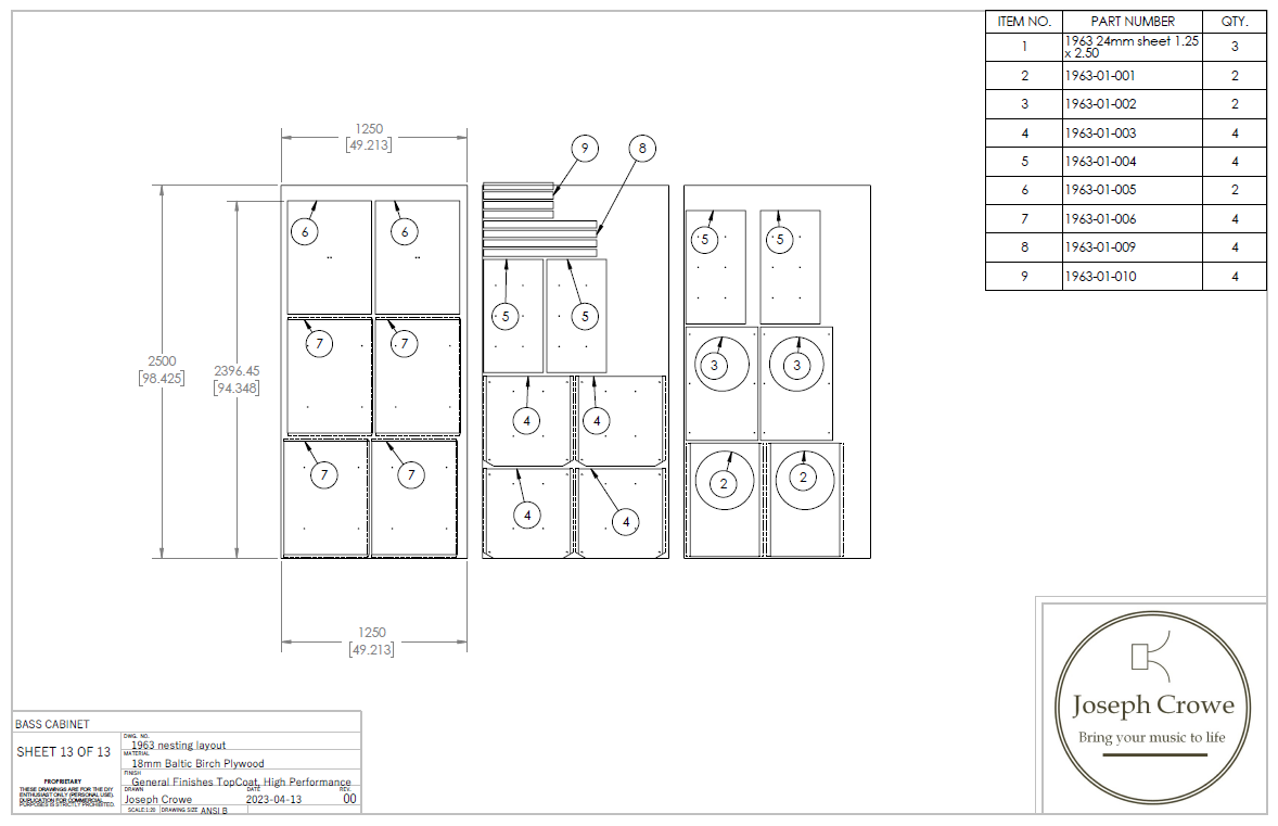 Bass Cabinet Plans No. 1963 -- 15" Altec 411A Woofer