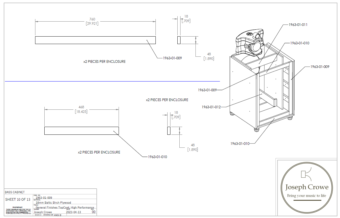 Bass Cabinet Plans No. 1963 -- 15" Altec 411A Woofer