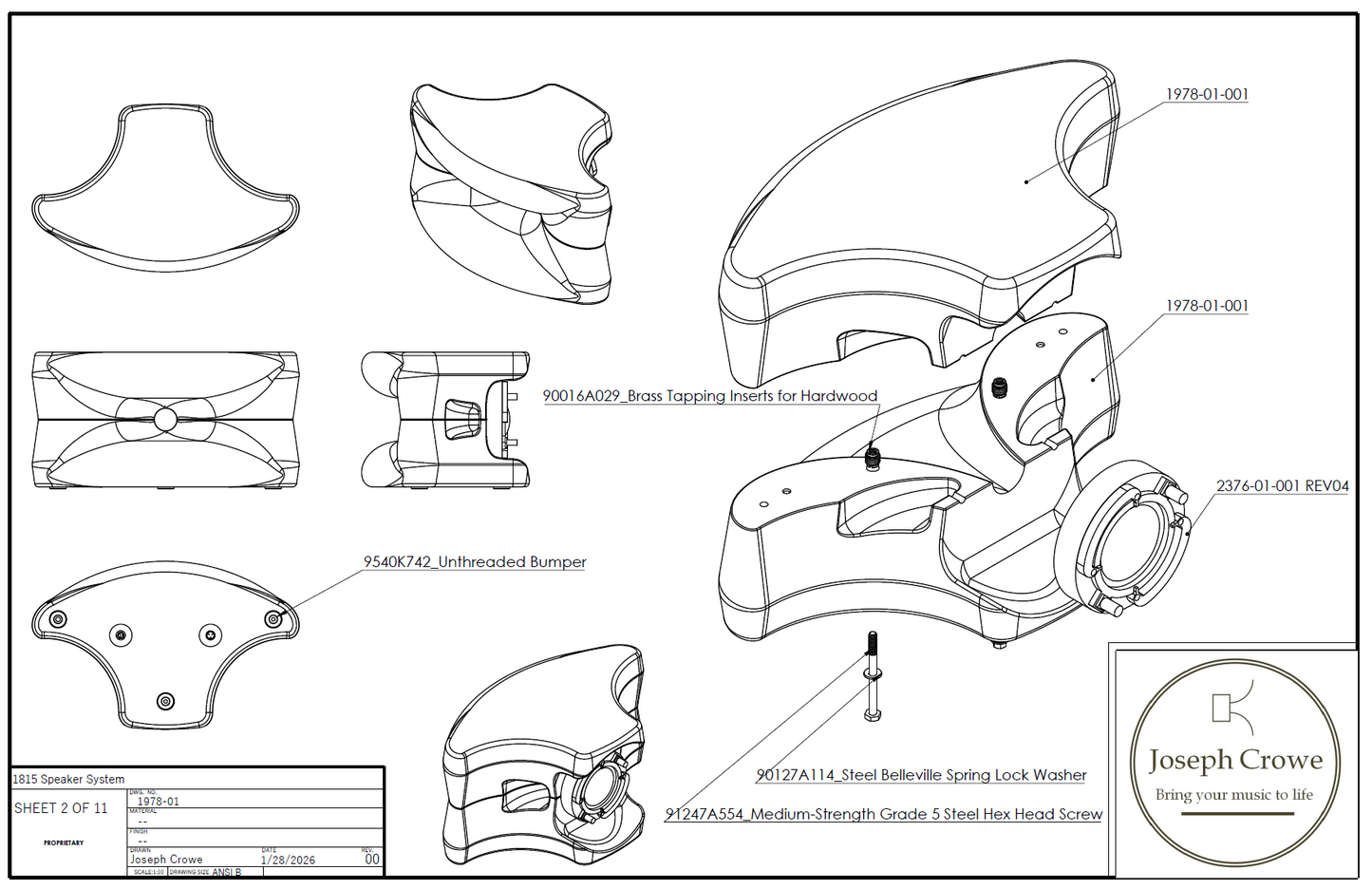 DIY Plans for Speaker No. 1815  --- Large DIY 15" 2-way Monitor using SB Audience Products