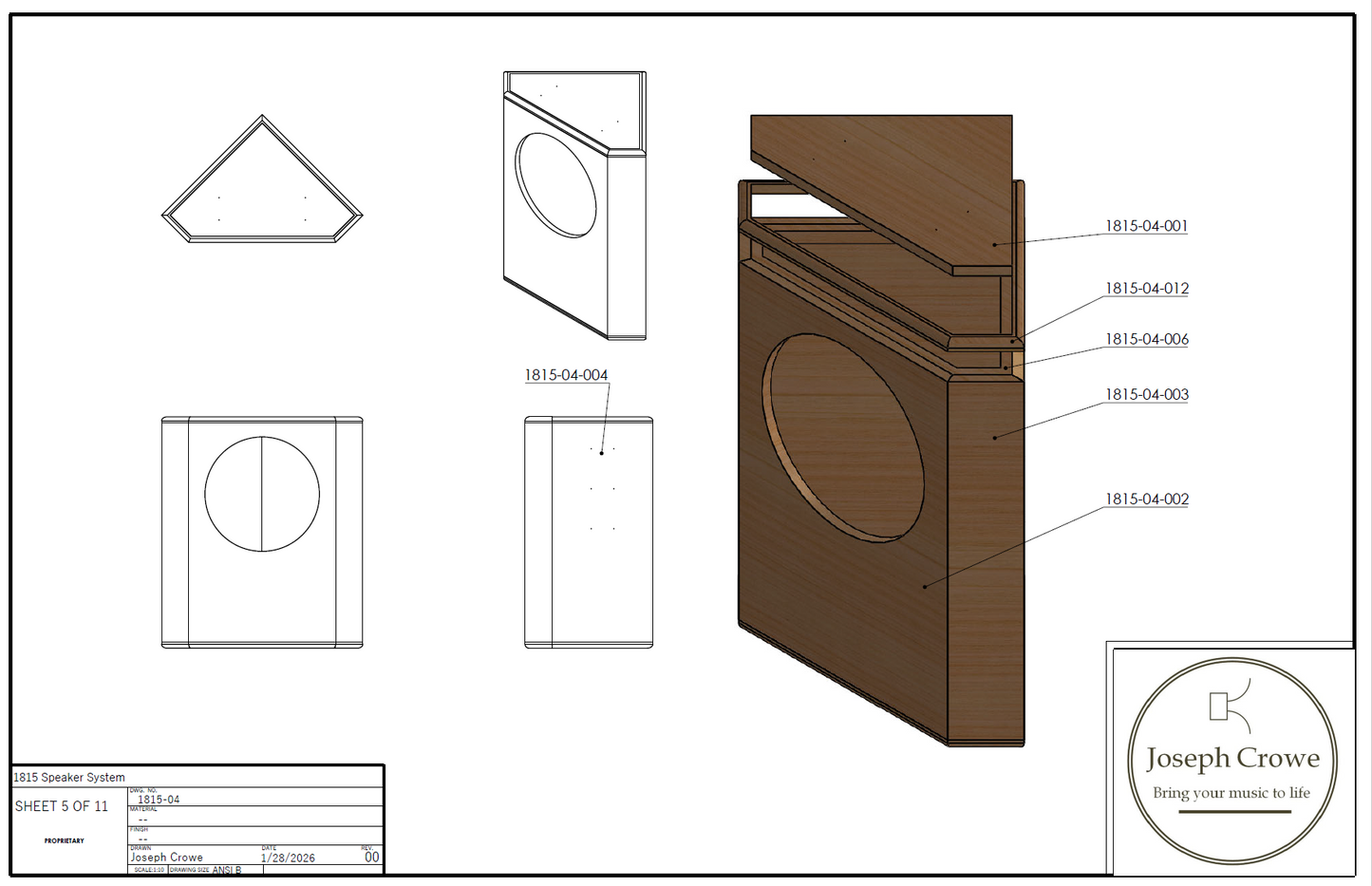 DIY Plans for Speaker No. 1815  --- Large DIY 15" 2-way Monitor using SB Audience Products