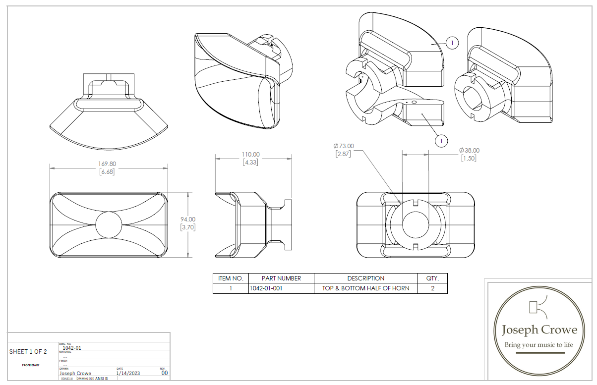 3D-CAD File for E-800 Biradial Wood Horn for Altec 604-8G Coaxial Driver