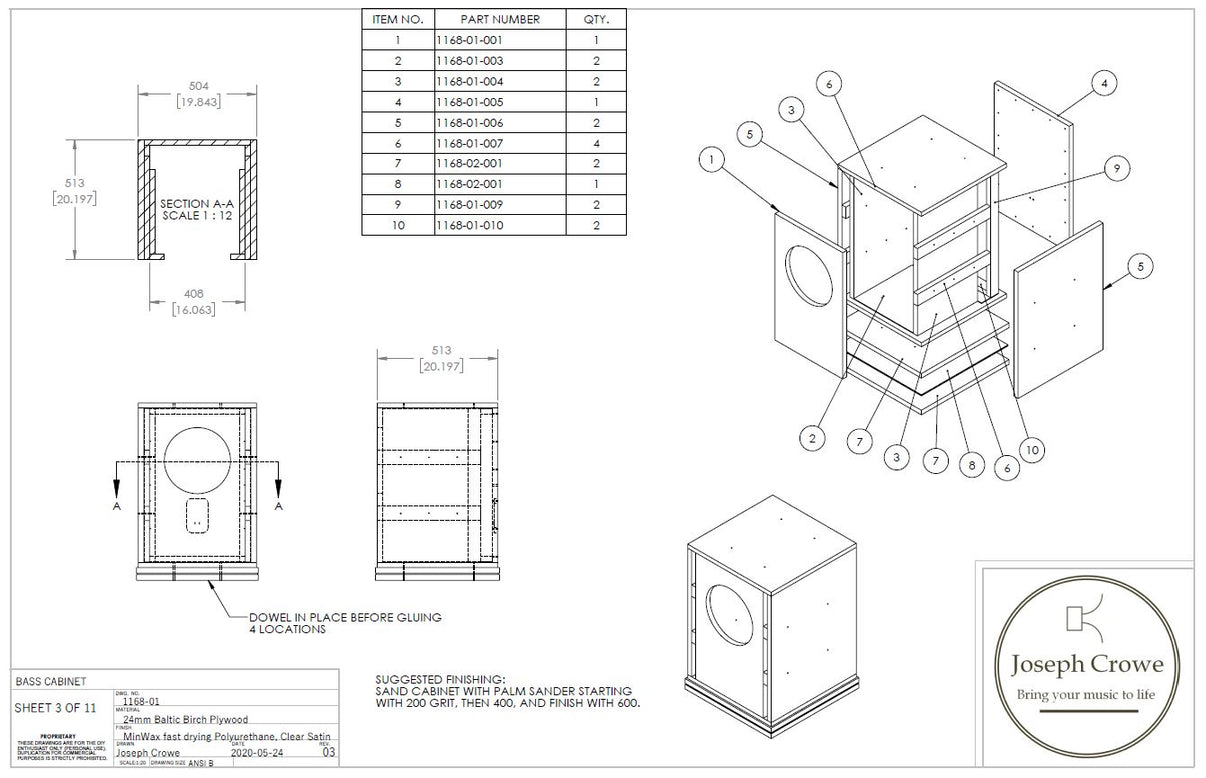 Bass Plans No.1168 Joseph Crowe