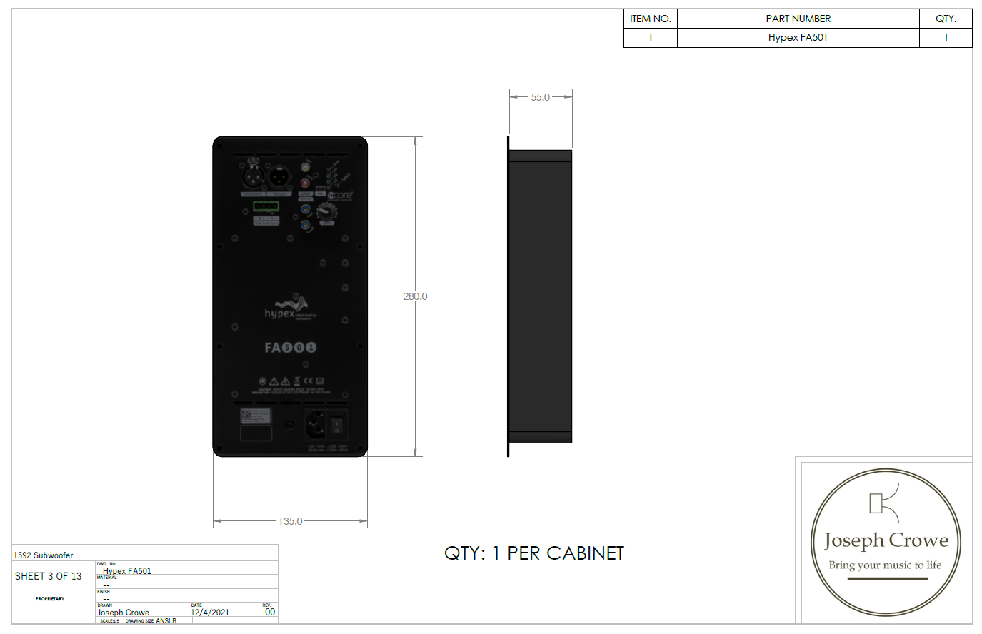 Subwoofer No. 1592 Plans