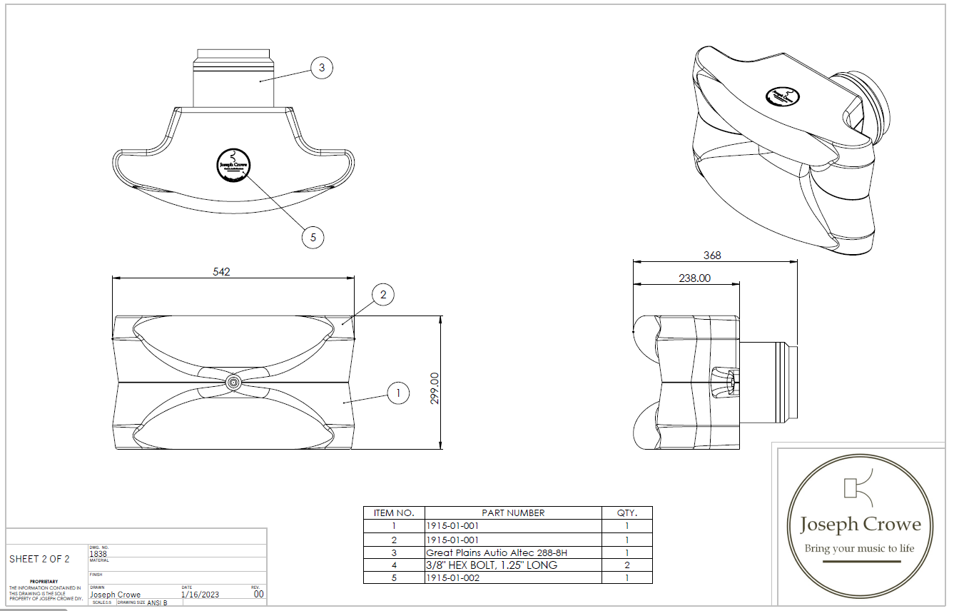 3D CAD files for Horn No.1915 --- ES450 Biradial for Altec/GPA 288
