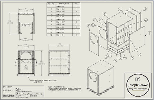 Speaker Cabinet #1086 --- 200 liter Onken Bass Cabinet Speaker Plans